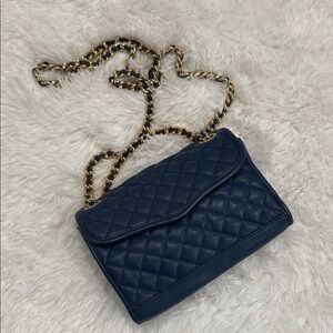 Rebecca Minkoff Quilted Mini Affair Crossbody Bag Electric Blue Leather